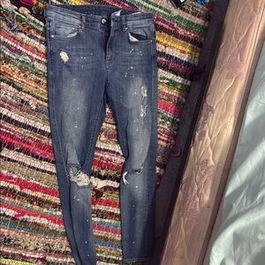 H&M Distressed Dark Blue Skinny Jeans